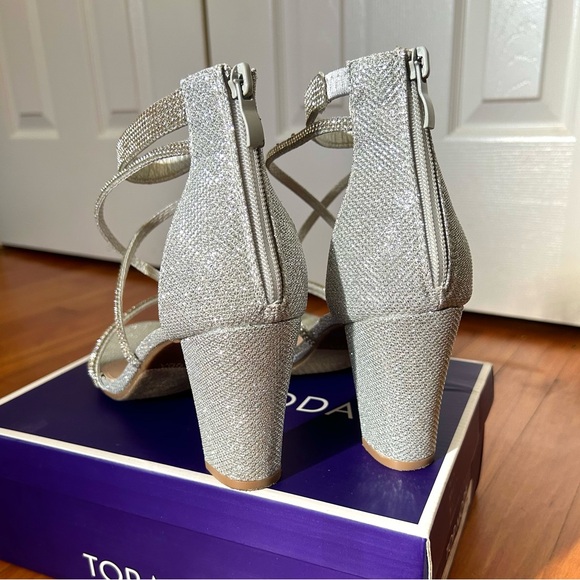 TOP Moda Silver Rhinestone Heels | Size 10 | 3.2” - Picture 7 of 10